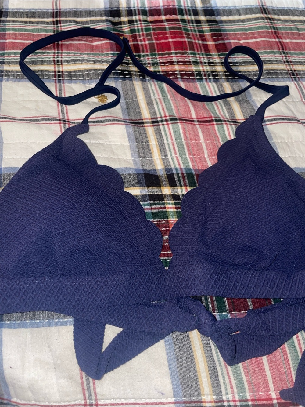 Jessica Simpson Navy Scalloped Triangle Bralette